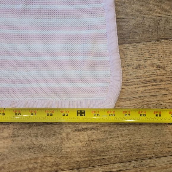 Free Shipping Baby Security Blanket Cotton Pink & White Stripes Sweater Knit - Picture 4 of 5